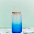 Axyaa Gradient Glass Cup with Lid - High Borosilicate Juice Beer Milk Bubble Tea Cup