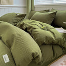 Axyaa Waffle Jacquard Cotton Queen Bedding Set with Sheets, Quilt Cover & Pillowcases