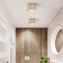 Axyaa Cave Travertine Ceiling Lamp with Walnut Wood Finish