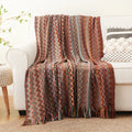 Axyaa Boho Knit Throw Blanket with Tassels - Soft Woven Sofa and Bed Plaid
