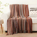 Axyaa Boho Knit Throw Blanket with Tassels - Soft Woven Sofa and Bed Plaid