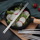 Axyaa Stainless Steel Metal Chopsticks Set - Reusable Non-Slip Dishwasher Safe Sushi Tools
