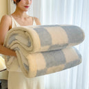 Axyaa Checkerboard Double Layer Fleece Blanket - Soft & Warm Plush Throw Blanket
