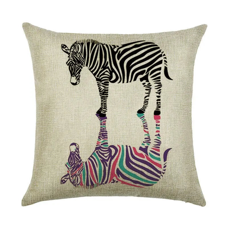 Axyaa Animal Linen Pillowcase for Bedroom Sofa Chair - Decorative Cushion Cover
