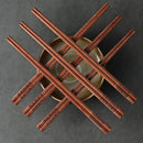 Axyaa Red Sandalwood Chopsticks Set - Engraved Chinese Wood Chopsticks