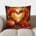 Axyaa Autumn Leaves & Pumpkins Pillow Cover for Sofa, Bedroom, Car - Decorative Cushion Cover