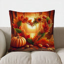 Axyaa Autumn Leaves & Pumpkins Pillow Cover for Sofa, Bedroom, Car - Decorative Cushion Cover