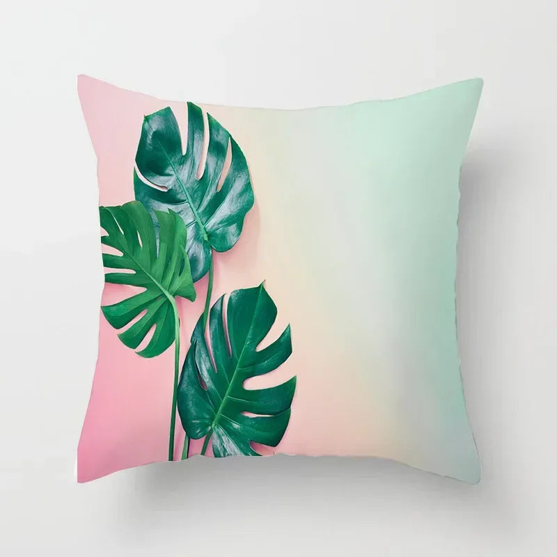 Axyaa Tropical Leaf Print Pillowcase for Living Room Sofa