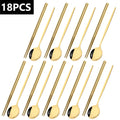Axyaa Black Gold Stainless Steel Cutlery Set - 18Pcs Tableware Kitchen Silverware