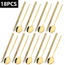 Axyaa Black Gold Stainless Steel Cutlery Set - 18Pcs Tableware Kitchen Silverware