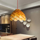 Axyaa Pinecone Pendant Light: Nordic Wood Lamp for Dining Room & Bar Decor