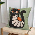 Axyaa Cute Cat & Floral Pattern Pillow Covers for Sofa, Bedroom & Car