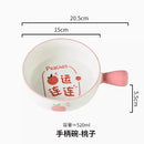 Axyaa Ceramic Handle Bowl, Underglaze Color, Oven-Safe Rice, Noodle, Salad Bowl