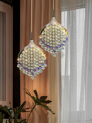 Axyaa Purple Crystal Chandeliers: Modern Minimalist Pendant Lamp for Restaurant, Bedroom & more