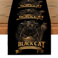 Axyaa Black Cat Broom Jar Hat Table Runner Halloween Decor