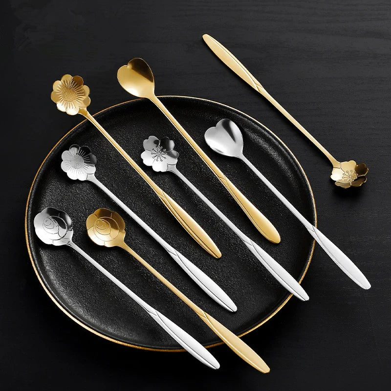 Axyaa Stainless Steel Long Handle Mini Spoon for Dessert Coffee Ice Cream