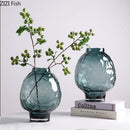 Axyaa Big Belly Relief Glass Vase for Stylish Hydroponics Plant Display