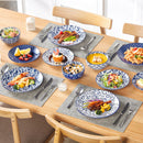 Axyaa 36 Piece Chinese Blue White Porcelain Plate Set with Tableware