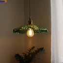 Axyaa Modern Green Glass LED Pendant Light for Kitchen, Bedroom, and Bar