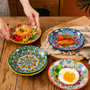 Axyaa 6.3-inch Ceramic Bohemian Style Appetizer Fruit Salad Plates Bone Plates