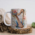 Axyaa Music Theme Ceramic Coffee Mug - Violin Piano Harp Saxophone Picture Mug