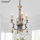 Axyaa French Chandelier 6-Light Vintage Style Retro Wooden Lamp