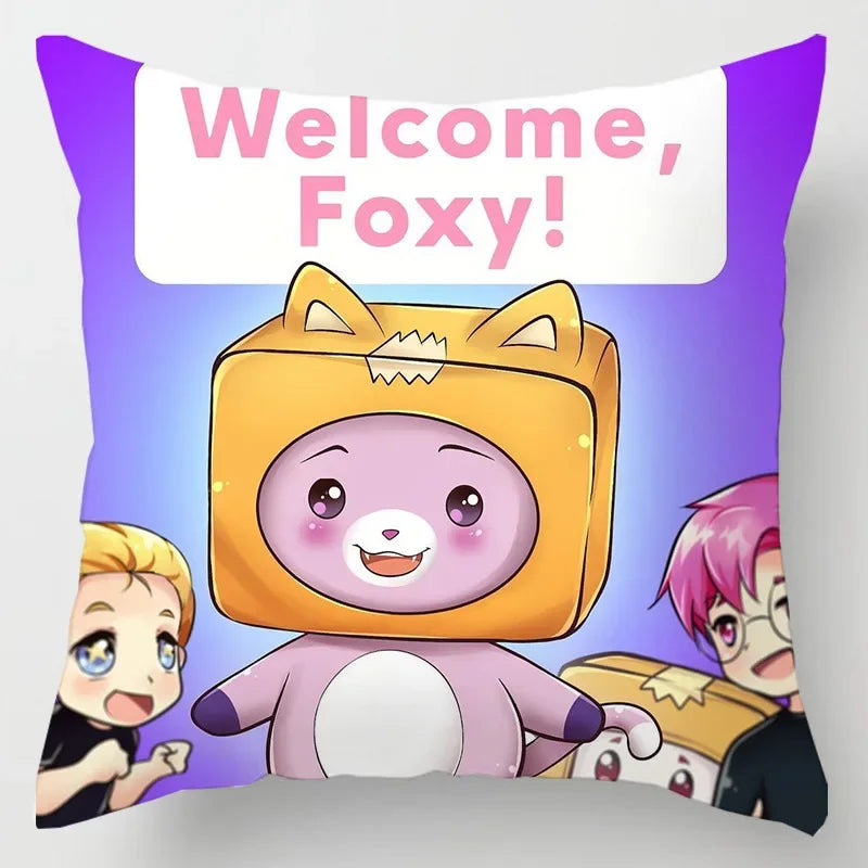 Axyaa Cartoon Print Designer Pillow Cases: Lankybox Series Home Decor Cushion Cover