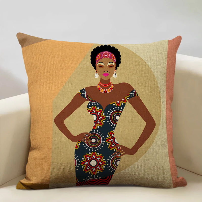 Axyaa African Ladies Decorative Pillow Case for Fashionable Home Decor