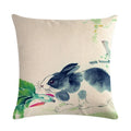 Axyaa Rabbit Pillowcase: Cute Ink Style for Office, Car, Sofa & Living Room