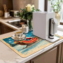 Axyaa Christmas Santa Kitchen Absorbent Mat - Antiskid & Quick Draining Tableware Mat