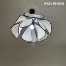 Axyaa Creamy Abaca Fabric Led Pendant Light - Nordic French Wabi Sabi Suspend Lamp