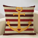 Axyaa Nautical Pattern Linen Cushion Cover 45x45cm for Home Sofa Decoration