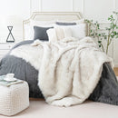 Axyaa Luxury Fox Fur Plaid Throw Blanket for Sofa and Bed