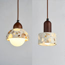 Axyaa Terrazzo Wood LED Pendant Light Glass Ball Hanging Lamp