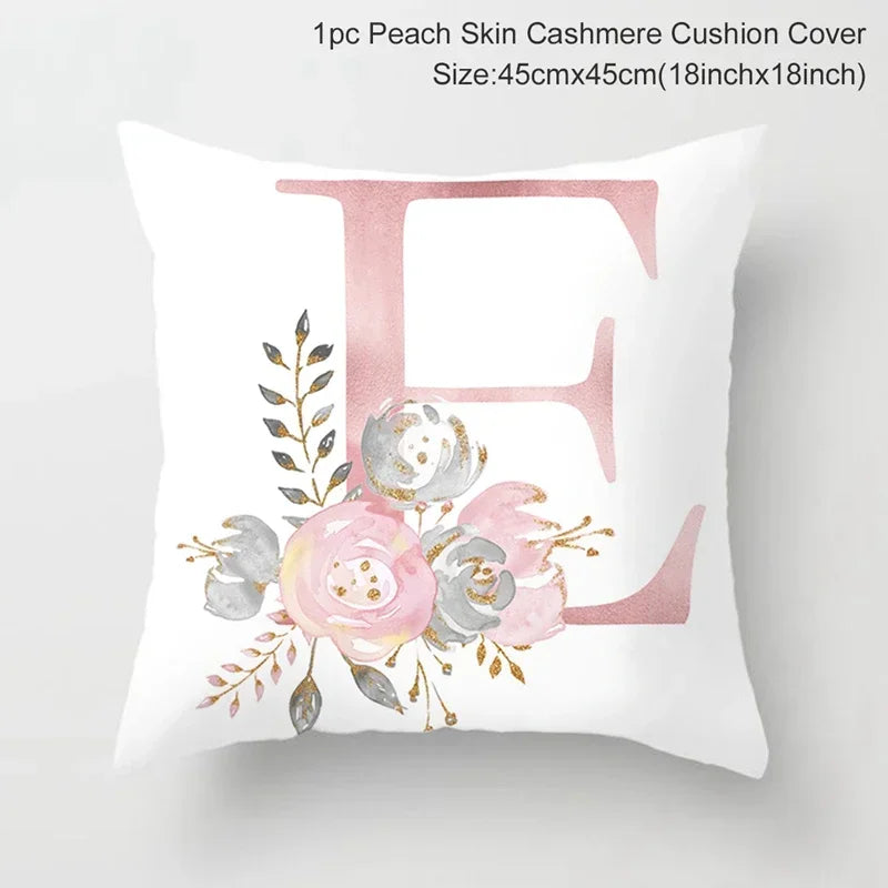 Axyaa Pink Letterwork Cushion Cover 45*45cm, Wedding Party Decor, Elegant Wedding Pillow