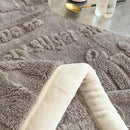 Axyaa Cozy Coral Fleece Velvet Blanket Set with Letter Jacquard - Plush Throw & Pillow Cover