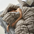 Axyaa Autumn/Winter Rabbit Fleece 4-Piece Bedding Set