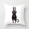 Axyaa Decorative Pillow Cover 45x45cm Polyester Square Black Cat Skull Design