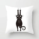 Axyaa Decorative Pillow Cover 45x45cm Polyester Square Black Cat Skull Design