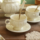 Axyaa Ceramic Gold Painted Tea Cup Set glamorizes afternoon tea styling