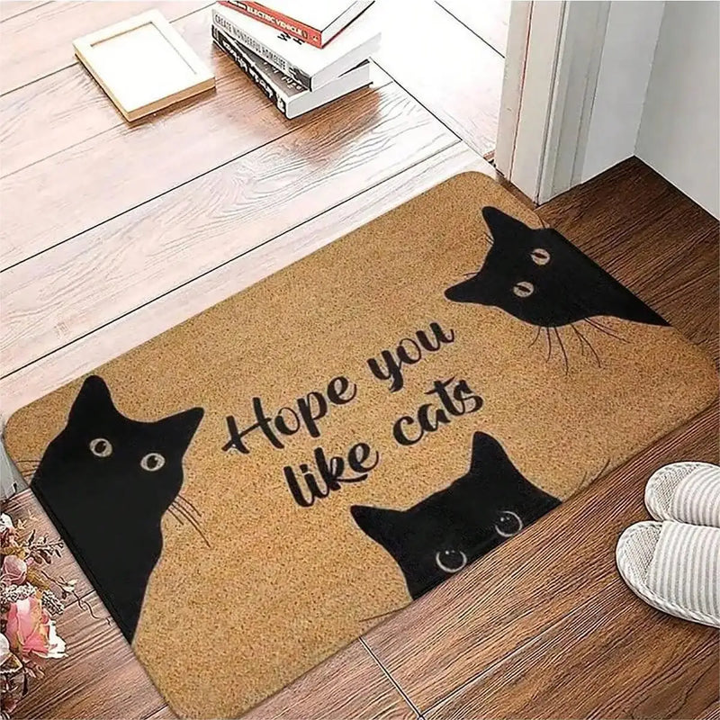 Axyaa Cat Pattern Door Mat - Non-Slip Washable Small Rug for Home Decoration