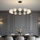 Axyaa Modern Glass Ball LED Chandelier Black/Gold Metal Pendant Light