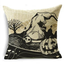 Axyaa Skull Pumpkin Printed Linen Throw Pillowcase for Living Room Party