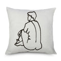 Axyaa Minimalist Matisse Portrait Linen Pillow Case, Sofa Decor, Simple Line Drawing