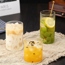 Axyaa Ribbed Vertical Striped Glass Tumbler Cup, 300ml Heat Resistant for Various Drinks