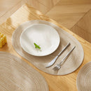 Axyaa Cream Oval Braided Placemats - Set of 6/10pcs, 35x50cm, Woven Table Mats