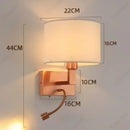 Axyaa LED Fabric Lampshade Wall Lamp with Adjustable Spotlight for Home and Hotel