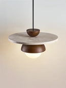 Axyaa LED Walnut Pendant Light: Modern Stone Bedhead Hanging Lamp