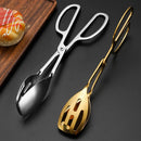 Axyaa Stainless Steel Food Tongs with Golden Handle