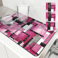 Axyaa Geometric Color Drain Pad: Absorbent & Anti-slip Square Mat for Bathroom and Kitchen